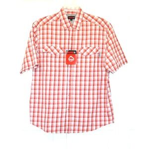 Wolverine Pentwater Shirt Men's‎ Size L Red & White Plaid Short Sleeve